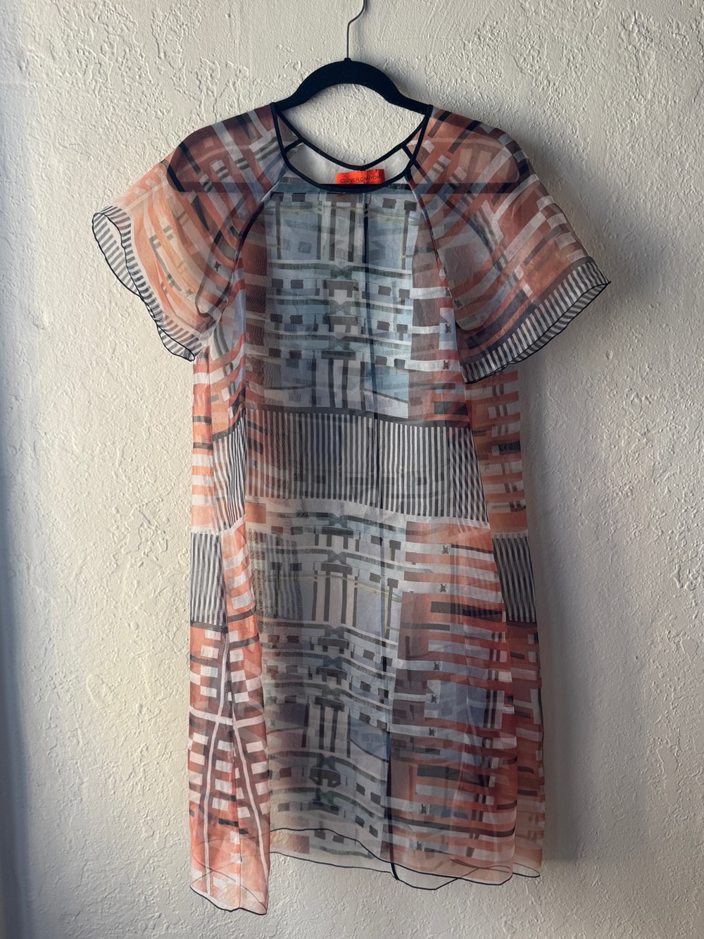 Clover Canyon Sheer Geometric Print Dress